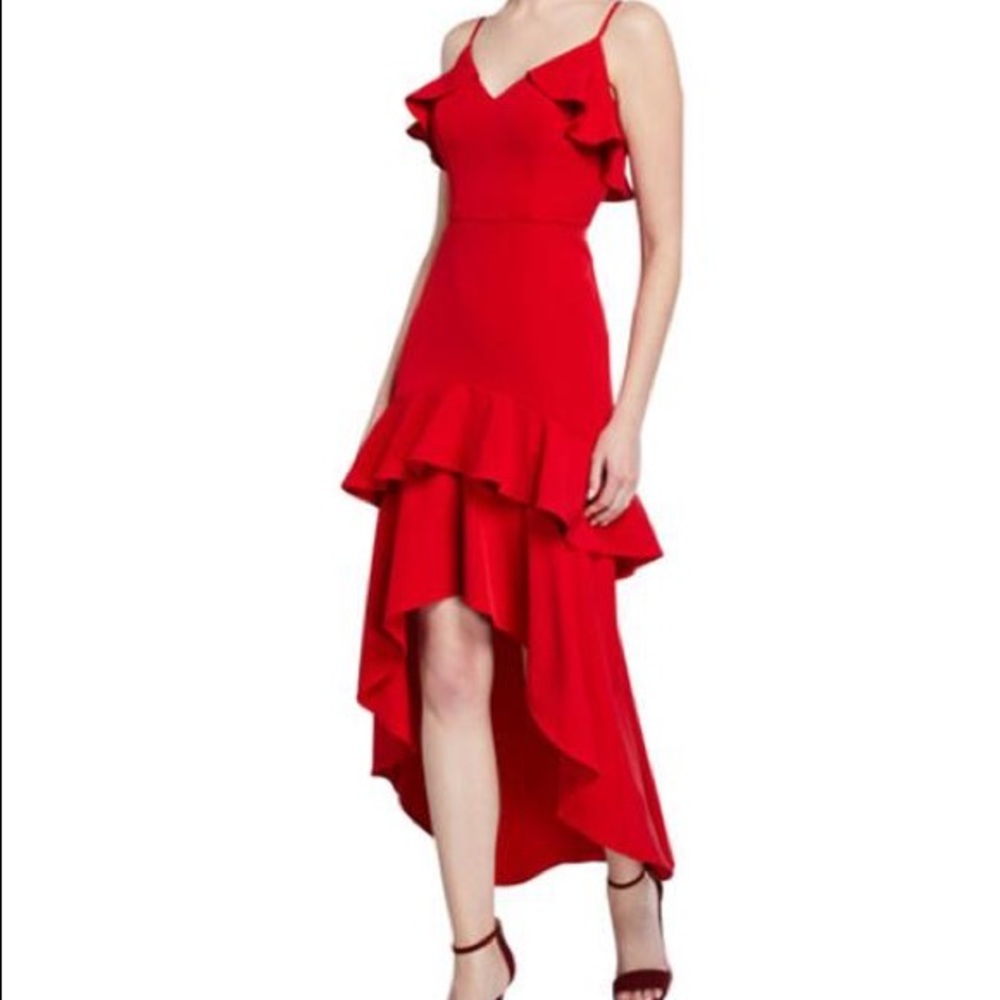 Aidan Maddox Red High Low Dress